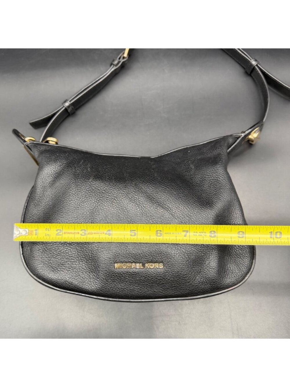 Michael Kors Barlow Medium Black Leather Purse Bag Grommet Adjustable Strap - Picture 15 of 16